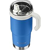 SILICANICE 24oz Insulated Tumbler with Straw & Handle, Leak Proof Vacuum Insulated Water Bottle for School, Sports and Outdoor - Blue