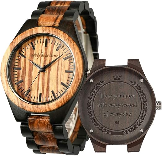 wooden engraved watch for husband