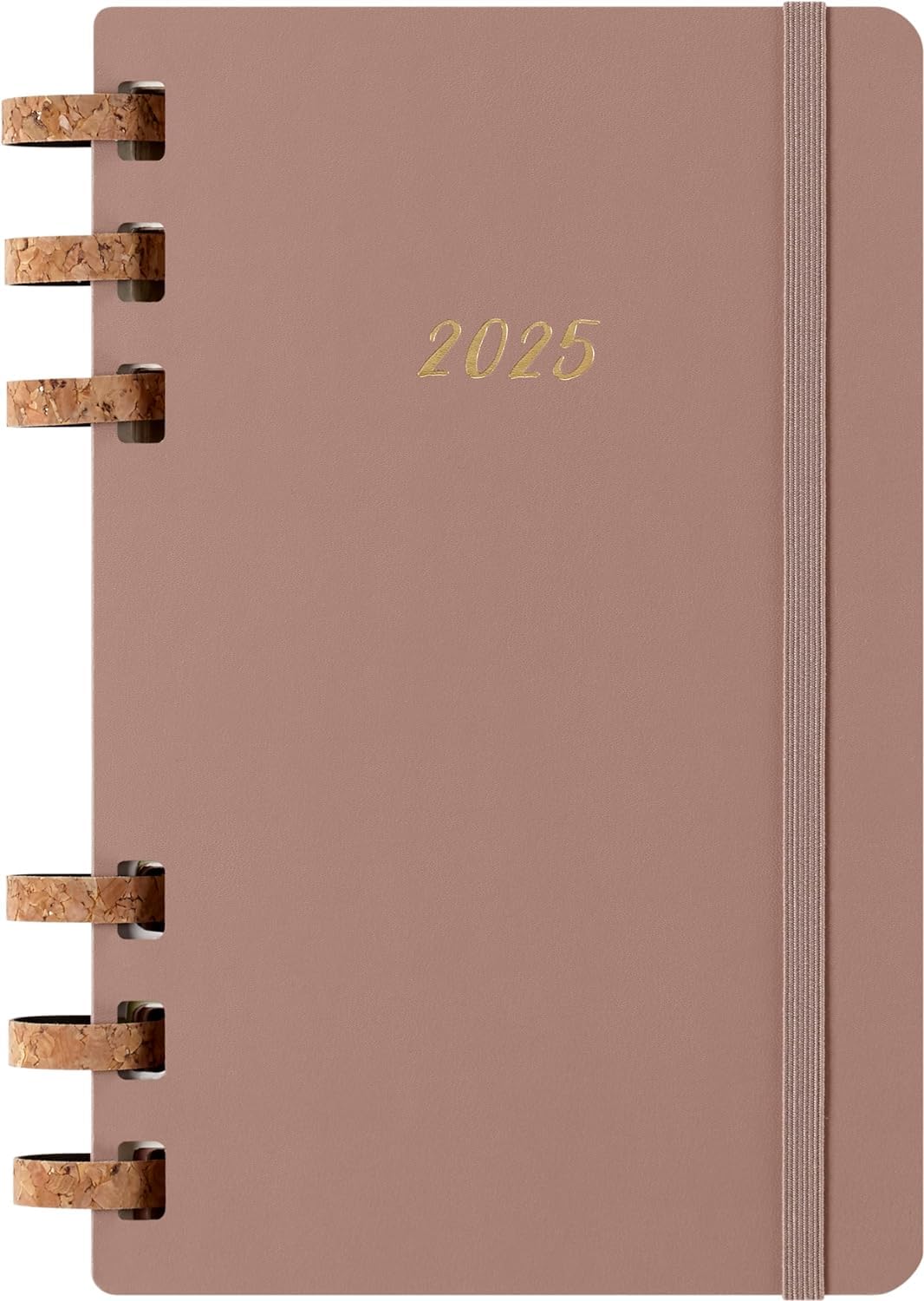 Moleskine Weekly & Monthly Planner, Spiral 12-Month 2025, Hard Cover and Elastic Closure, Crush Almond Color, Large Format 15x21 cm