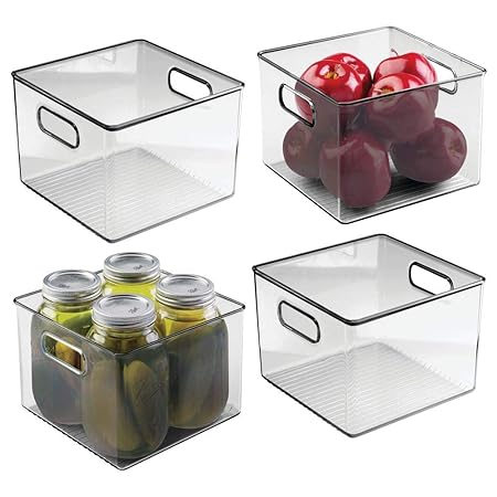 mDesign Juego de 4 cajas organizadoras con asas – Organizador de ...