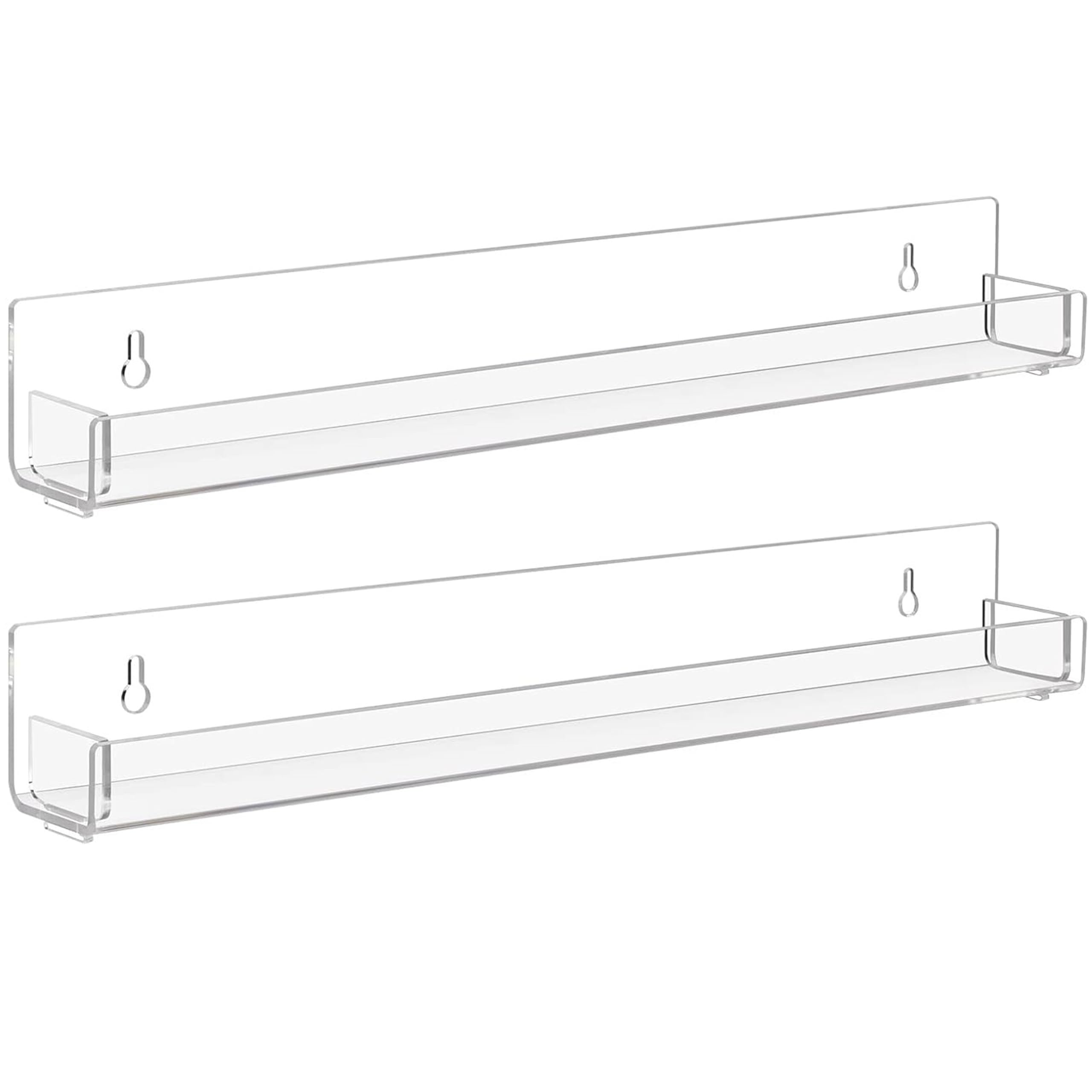 Photo 1 of Baosia 2 Pack Clear Nail Polish Rack Wall Mounted,15 inch Invisible Acrylic Floating Bookshelf,Small Toy Storage Wall Shelf Modern Picture Ledge Vinyl Record Display Shelf Holder