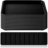 Gerrii 18 Pcs Plastic Fast Food Trays Bulk Restaurant Serving Cafeteria Tray Grill School Lunch Tray Rectangular Serving Platter for Kitchen Hotel Restaurant (Black,12 x 9 Inch)