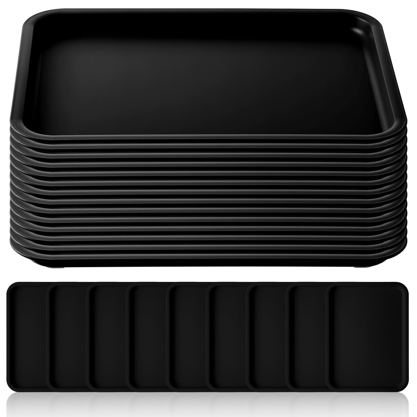 Photo 1 of Gerrii 18 Pcs Plastic Fast Food Trays Bulk 9 x 12 Inch Restaurant Serving Cafeteria Grill School Lunch Trays Rectangular Serving Platter for Kitchen Hotel Restaurant (Black)