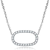 Raivari 0.78cttw Moissanite 14K Gold Plated Rhodium Outline Circle Pendant Necklace Minimalist Design Halo Choker Necklaces for Women