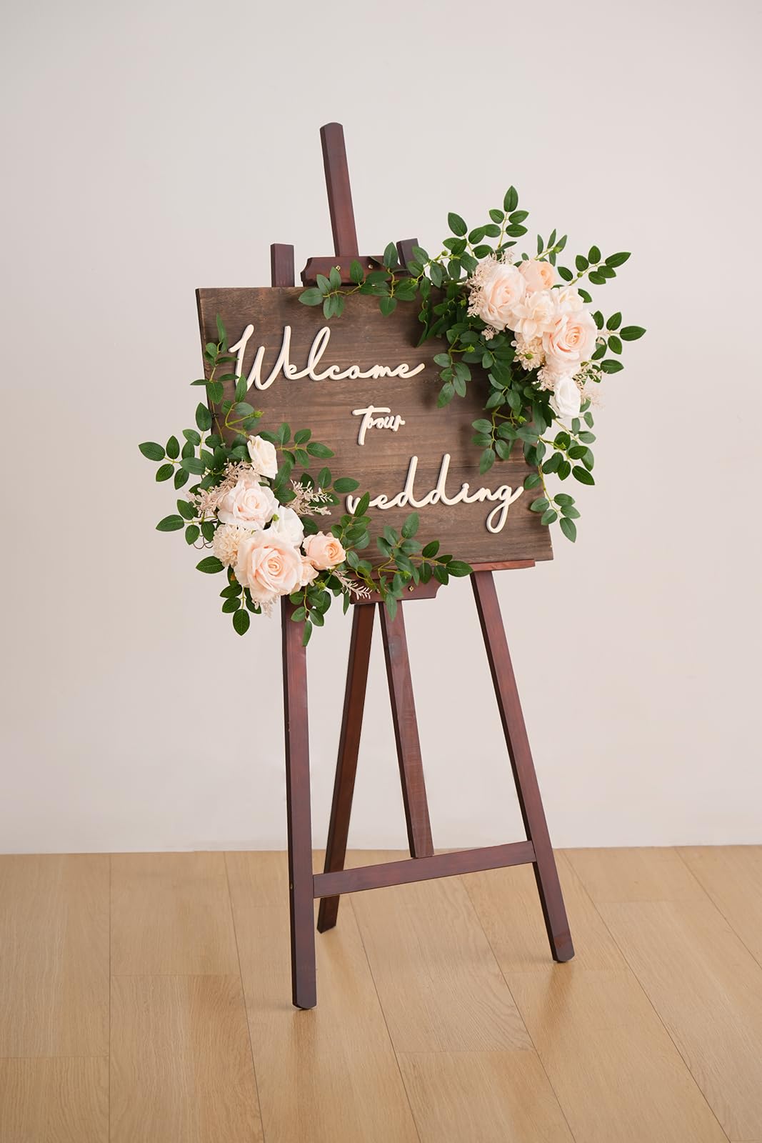 Condition photo showing New/Like New for angela flower 2pcs babypink deluxe welcome sign artificial flowers wedding backdrop garland hanging