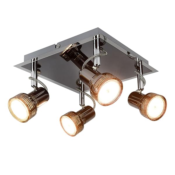 DEPULEY CEILING TRACK LIGHT FIXTURE: 4-LIGHT SQUARE LED TRACK LIGHTING KIT – FLUSH MOUNT CEILING SPOTLIGHTS FLEXIBLY ADJUSTABLE ACCENT LAMP FOR KITCHEN LIVING ROOM BEDROOM HALLWAY GU10 BULBS INCLUDED