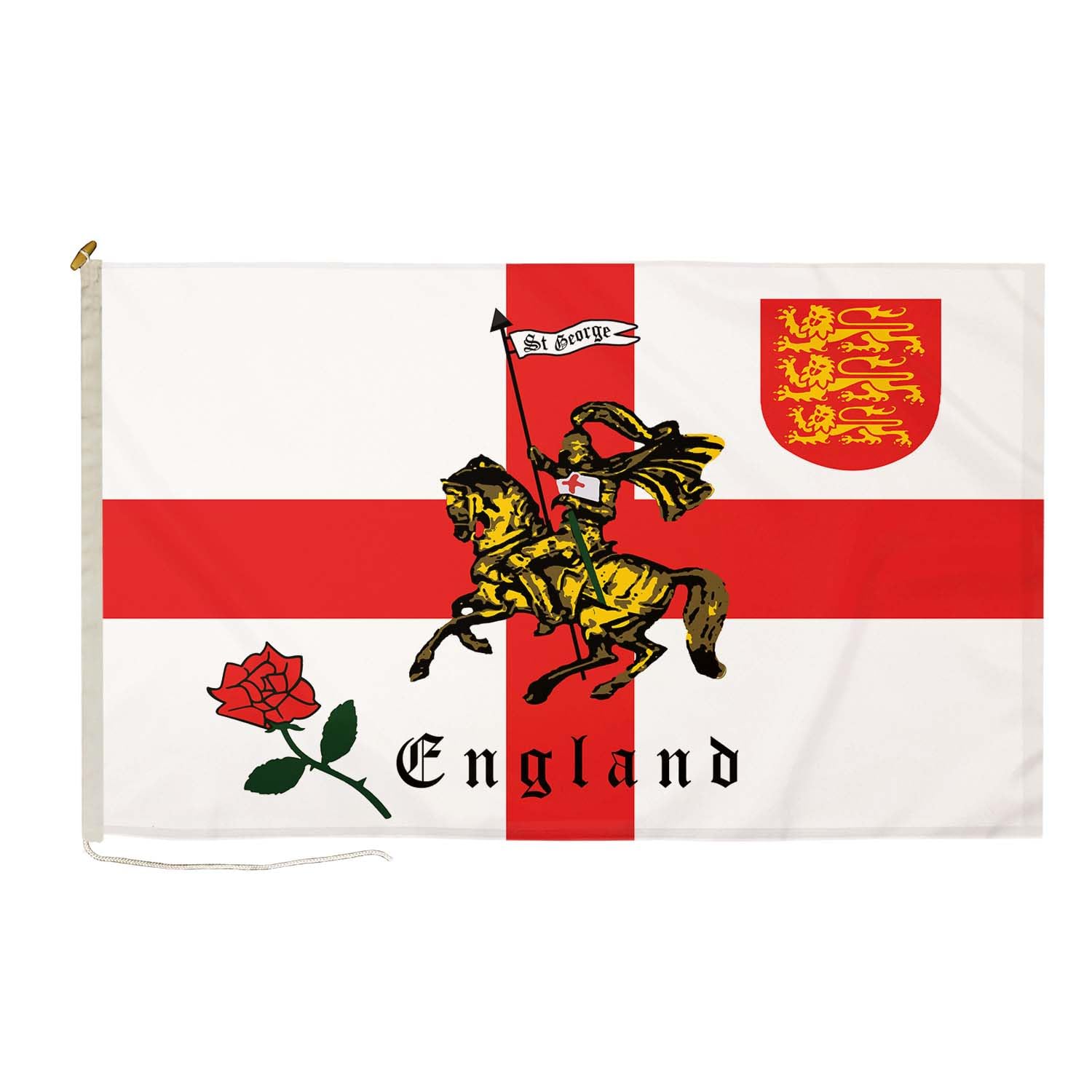 DuraFlag St George Charger Flag Premium Quality Flags With Rope & Toggle Fittings Reinforced Stitching 150gsm Suitable For Flagpoles (20" x 12" (50cm x 30cm))
