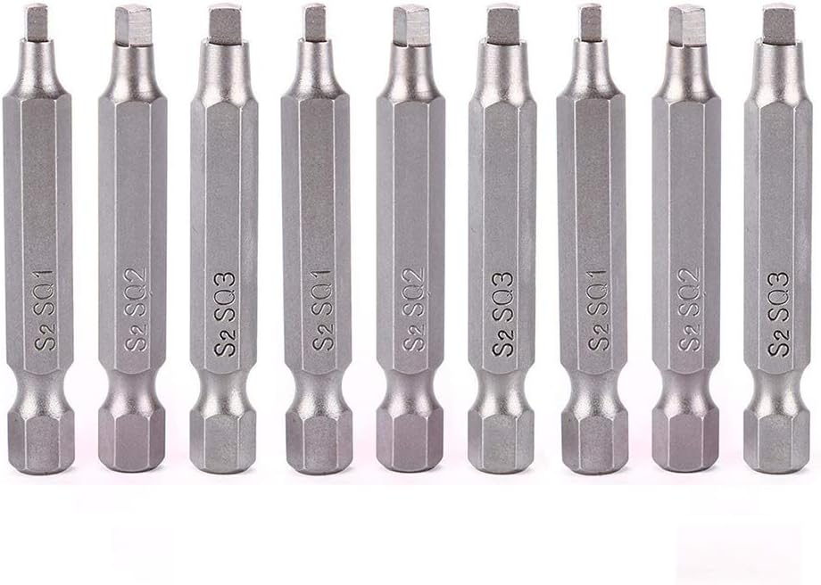 Gasea 3 Sets 2" Magnetic Square Screwdriver Bits 1/4" Hex Shank S2 Steel SQ1
