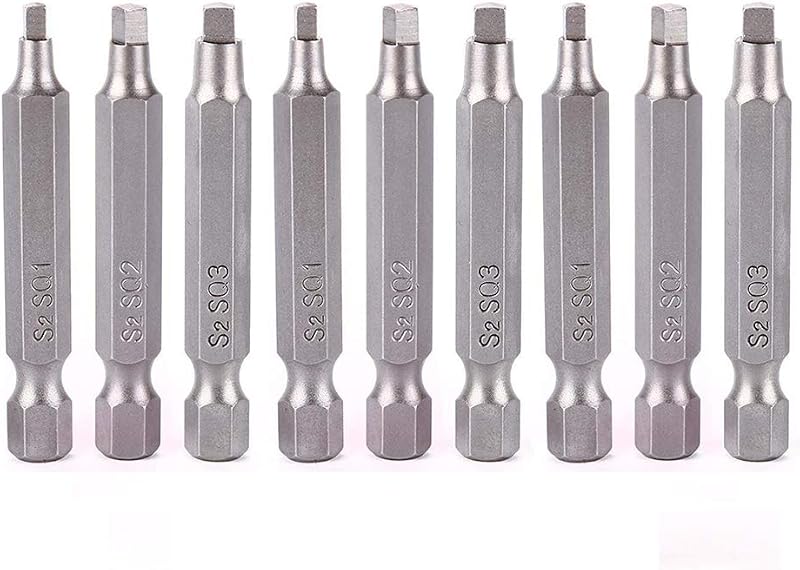 Gasea 3 Sets 2" Magnetic Square Screwdriver Bits 1/4" Hex Shank S2 Steel SQ1