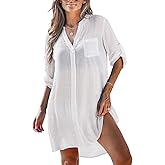 CUPSHE Women's Bathing Suit Cover Up Swimwear Swimsuit Coverup Button Down Beach Shirt Dress