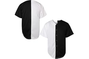 MESOSPERO Blank Jersey Plain Hipster Hip Hop for Men Button-Down Baseball Jersey Short Sleeve Shirt