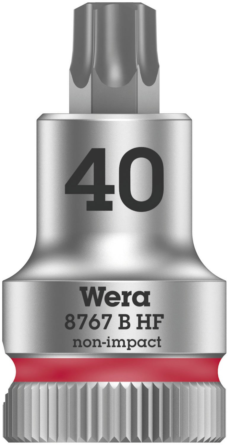 Wera 8767 B HF TORX® Zyklop holding function bit socket, 3/8" drive, TX 40x35mm, 05003068001 , Red