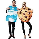 ReneeCho Couple Costume Halloween Food Cookies and Milk Carton Box Adult Men Women