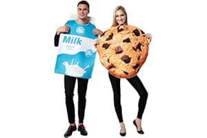 ReneeCho Couple Costume Halloween Food Cookies and Milk Carton Box Adult Men Women