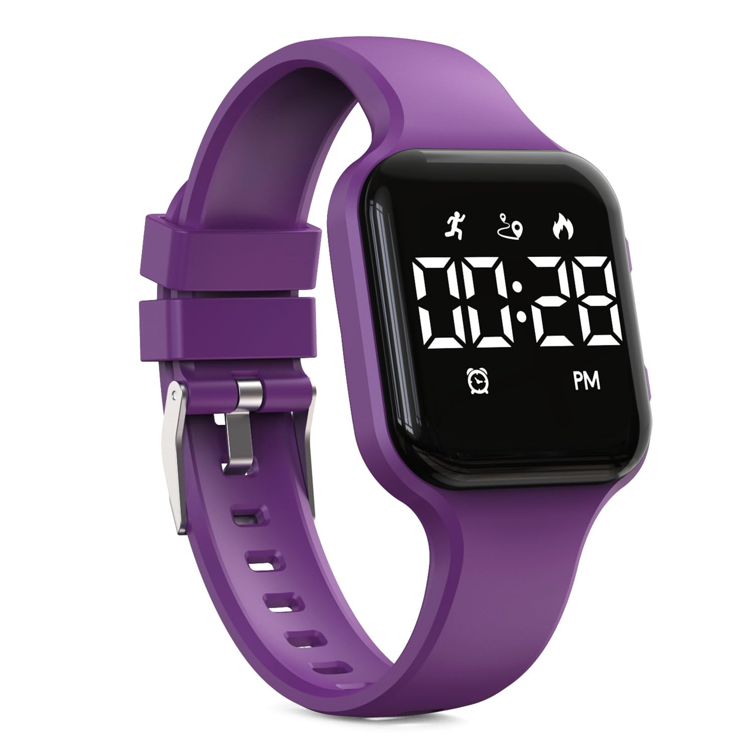 Focwony Kids Digital Watch Steps Counter Waterproof Fitness Tracker Wristwatch with Pedometer LED Display Stopwatch for Kids Boys Girls Teenager (Grape Purple)