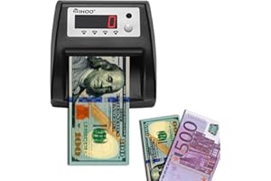 TIHOO Automatic Money Counter with UV MG IR Size Image Counterfeit Detection, Counterfeit Bill Detector for USD and EUR, Currency Value Checker Scanner, Black