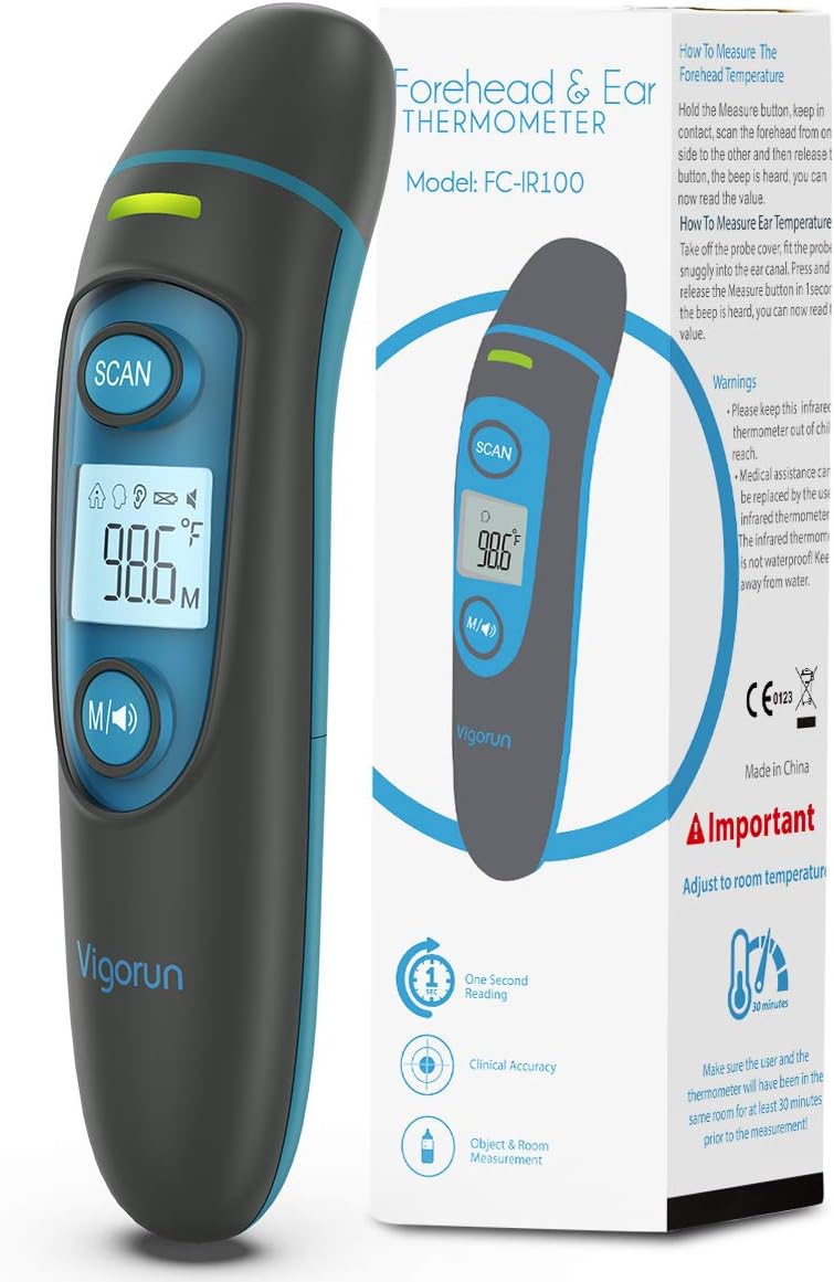 【New Version】Vigorun Medical Forehead and Ear Thermometer, Digital Infrared Temporal Thermometer for Fever, Instant Accurate Reading for Baby Kids and Adults