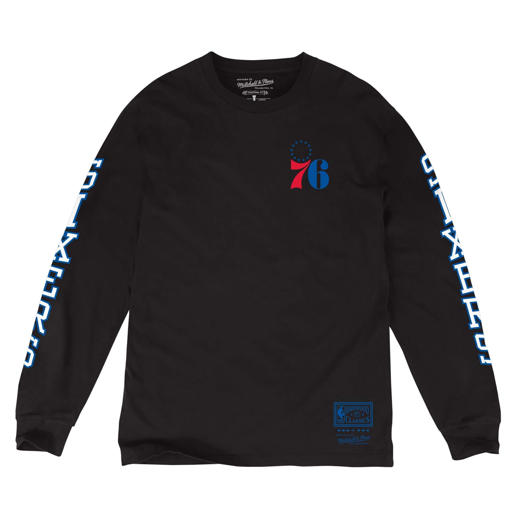 Mitchell & Ness Men's NBA Philadelphia 76ers Iconic Long Sleeve Shirt (S) Black