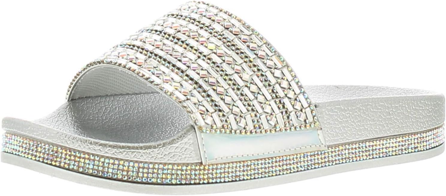 Emmie Womens Synthetic Material Flip Flops Silver