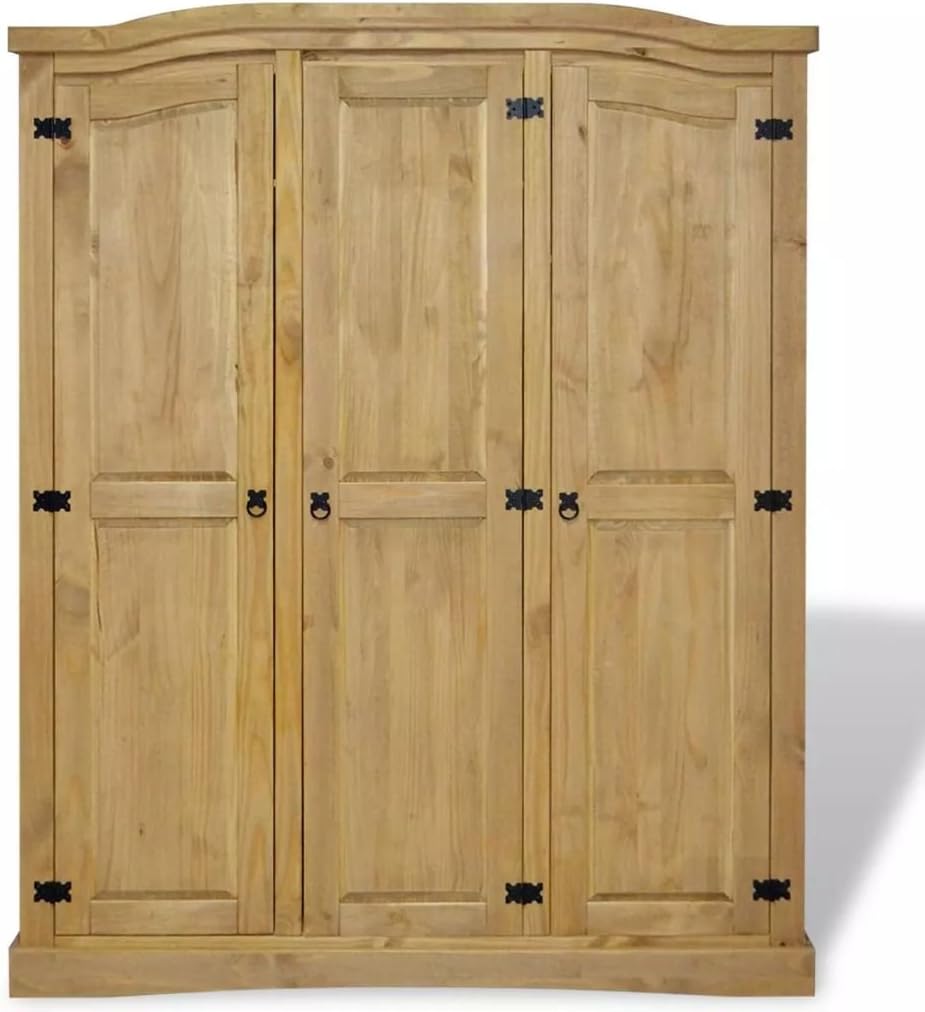 Festnight 3 Doors Top Wardrobe with 4 Shelves Mexican Pine Corona Range
