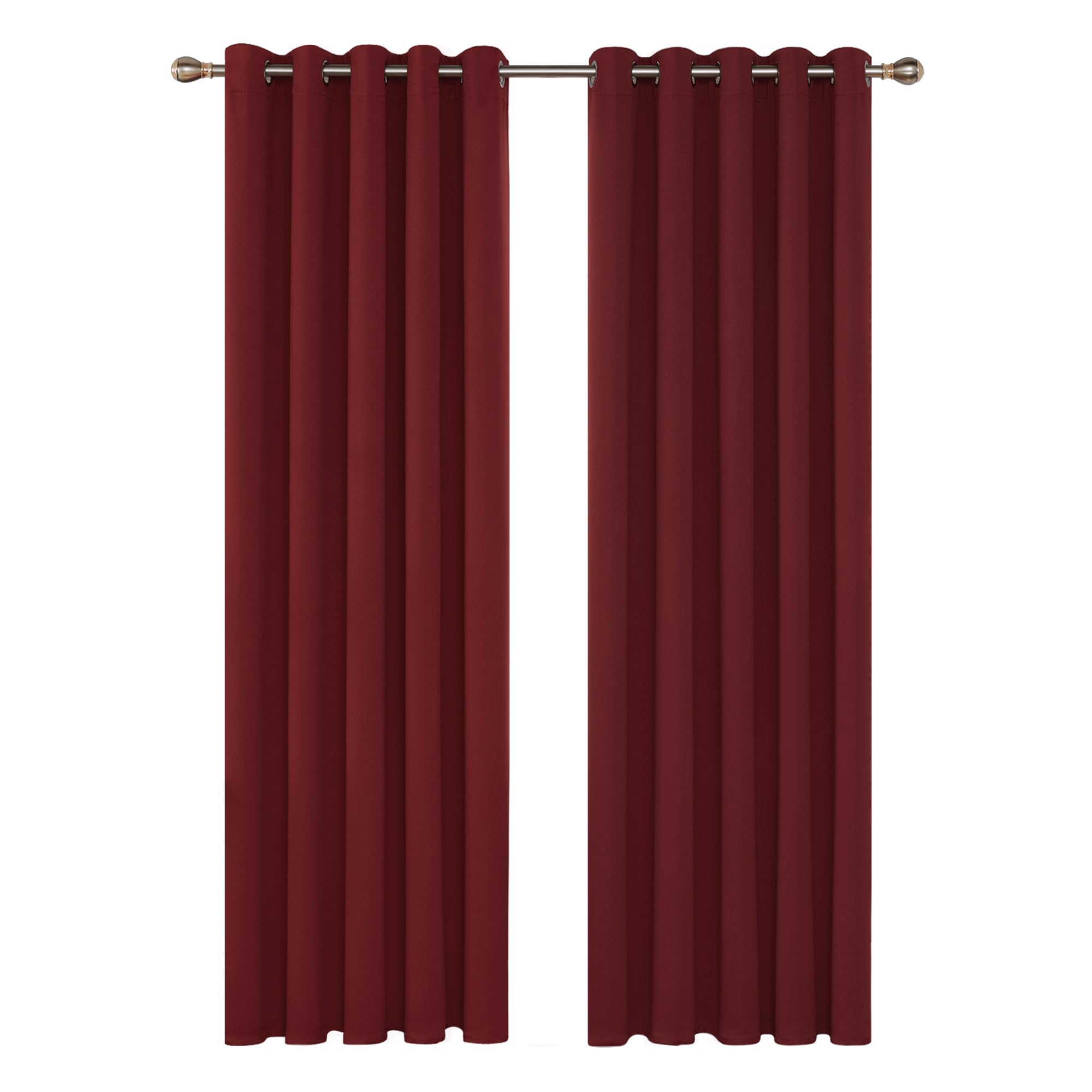 Deconovo Window Curtain Panels Super Soft Thermal Insulated Eyelet Blackout Curtains for Girls 66 x 90 Inch 1 Pair Red