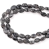 6×8mm Natural Black Labradorite Gemstone Loose Beads Flat Oval Healing Crystal Loose Stone Beads for Jewelry Necklace Bracelet Earring Craft