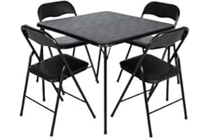 PEAKFORM Plastic Development Group 34 Inch Square Type Folding Card Table with 4 Folding Chair Set for Indoor and Outdoor Events, Black