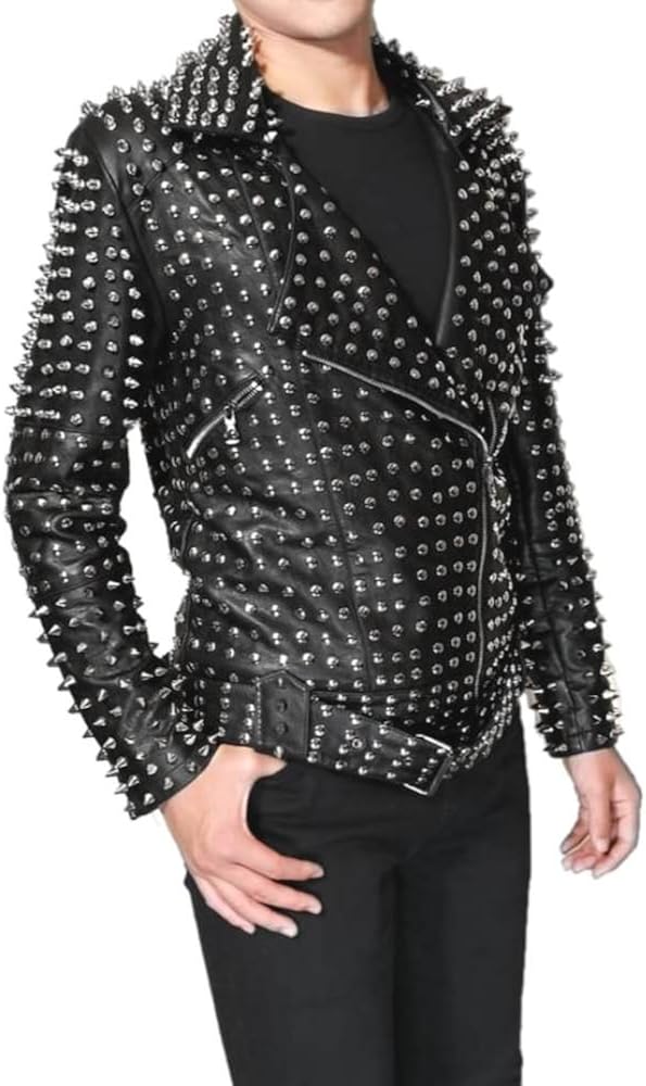 Heavy Metals Full Studded Punk Rock Men Faux Leather Jacket