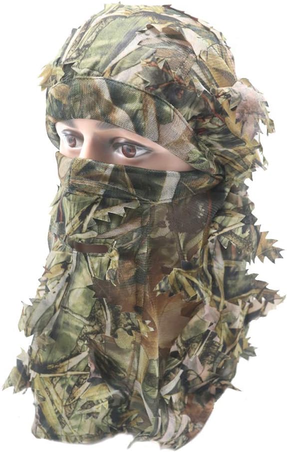 EAmber Ghillie Camouflage Leafy Hat 3D Full Face Mask Headwear Turkey Realtree Camo Hunter Hunting Accessories (Reed Forest) : Sports & Outdoors