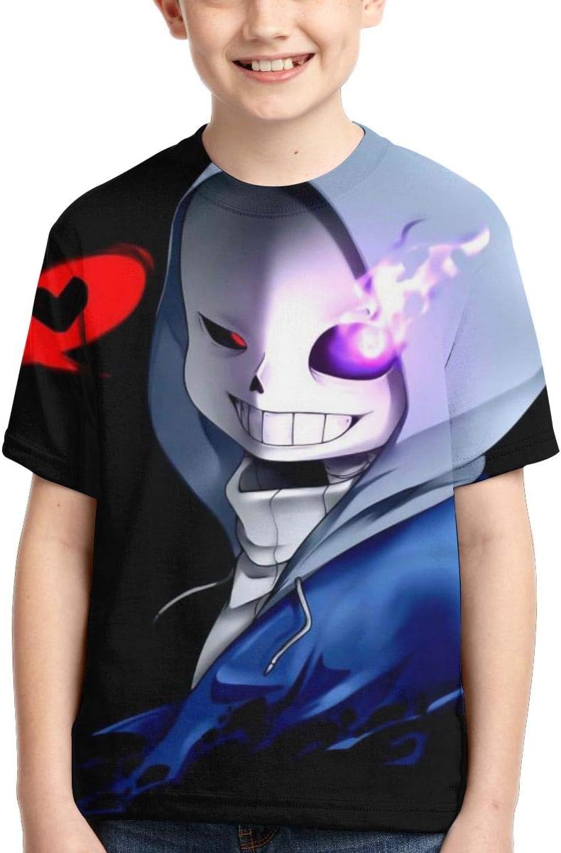 LinsSone Undertale T Shirt Kids Sans Youth Short Sleeve Fashion 3D Print T-Shirts for Boys and Girls Tops Casual