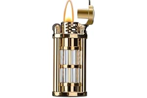 LLIANG Lighter Torch Refillable Kerosene Outdoor Barbecue Camping Windproof Flame(Lighter Does not Contain Fuel) (Glod)