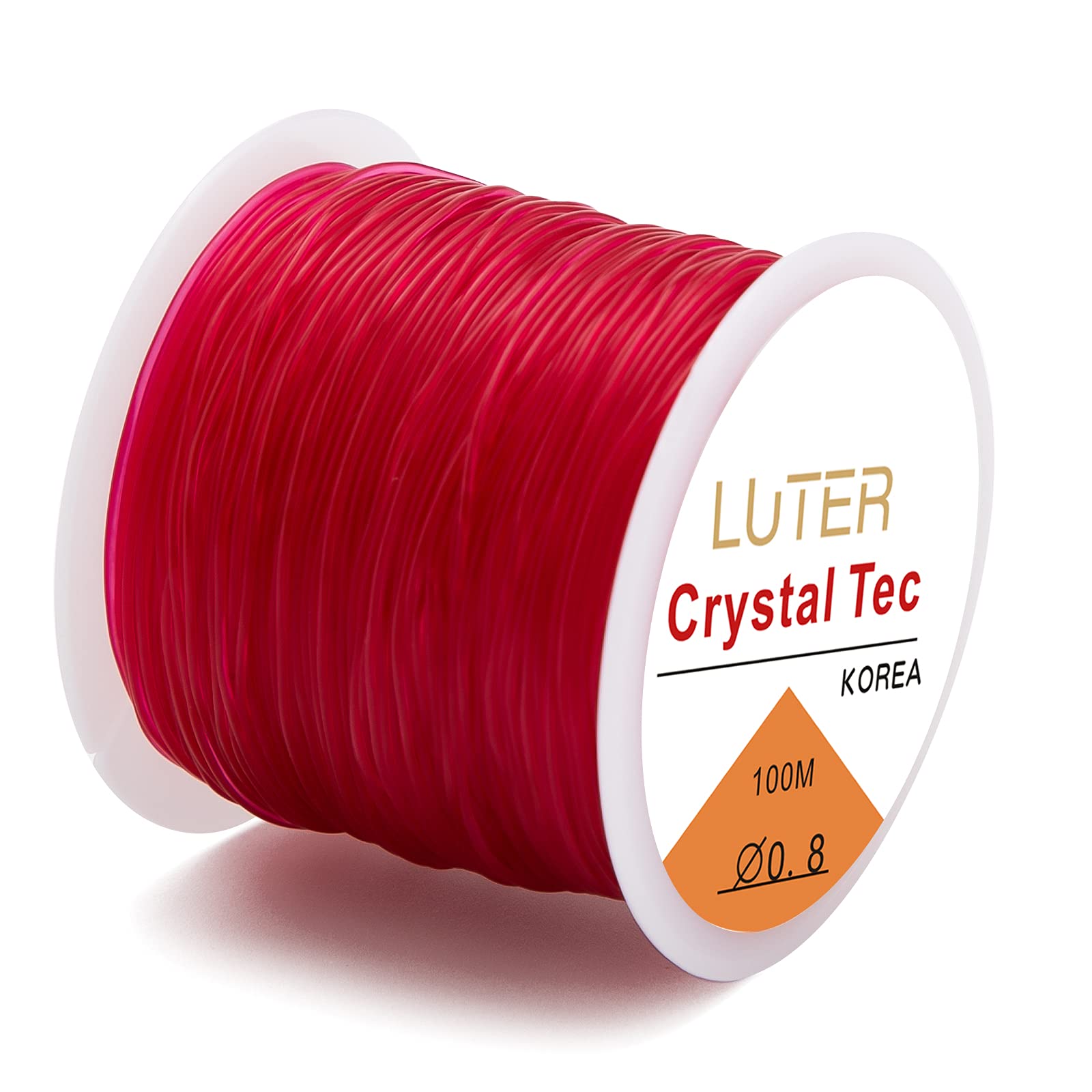 LUTER 0.8mm Elastic String Crystal Elastic Cord Stretchy Bracelet String for Jewelry Making Necklace Bracelet Beading Thread (164ft) (Rose Red)