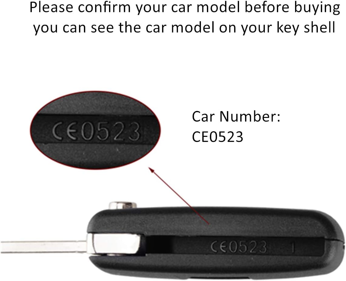Heart Horse 2 Button Flip Key Shell Fob Compatible with Peugeot 107 207 307 307S 308 407 607 2BT Citr-oen C2 C3 C4 C5 C6 C8 Xsara CE0523 Car Remote Key Cases (with Groove without Battery Holder) - Image 4
