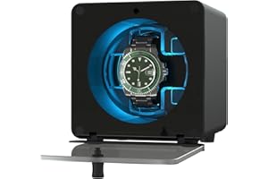 Cevale Automatic Single Watch Winder for Rolex,Aluminum Alloy,Super Quiet Motor (≈ 0dB),4 Rotation Modes,Blue LED Light,Includes AC Adapter – Ideal Gift for Watch Lovers (AWW-N2)