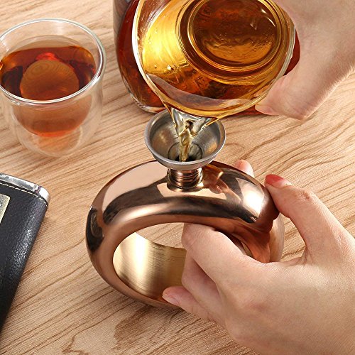 BOKIN Bracelet Bangle Flask Creative 304 Stainless Steel Wine/Alcohol Wrist Flasket with Rhinestone Lid, Funnel in Gift Box For Women Girls Dance Birthday Party Club Bar 3.5oz - Thumbnail 3