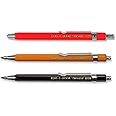 KOH-I-NOOR Versatil 5228 - Short mechanical clutch leadholder with mine sharpener, 2 mm lead diameter - Set of 3 - Colors RED and YELLOW and BLACK