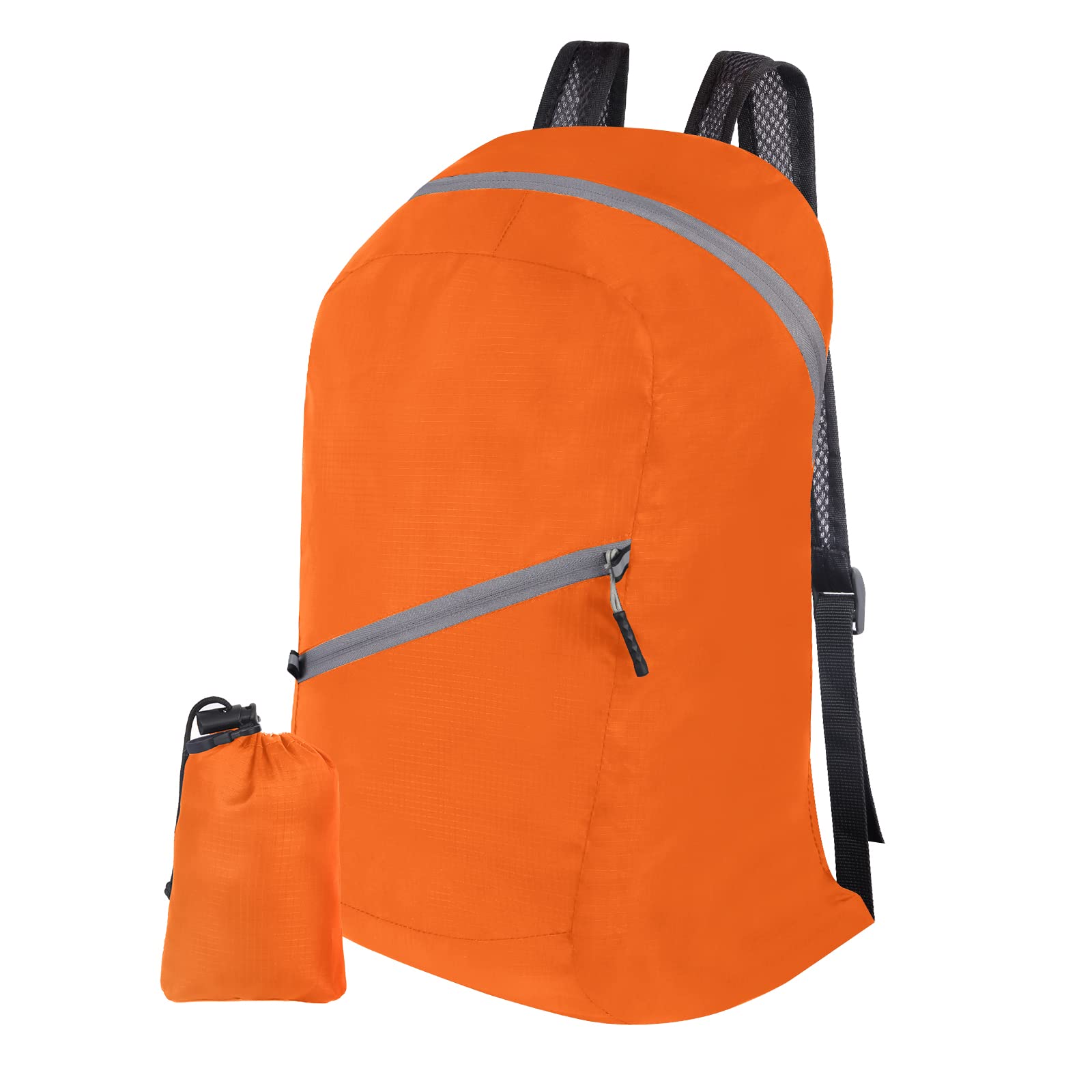 Beaface Ultra Lightweight Backpack Foldable, Waterproof Foldable Rucksack for Outdoor Travelling, Packable Backpack Folding Travel Backpack for Men Women Hiking Walking Camping Biking (Orange)