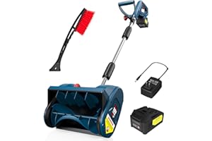 Enhulk Eletric Snow Shovel, 20V | 12-Inch | 4-Ah Cordless Snow Blower, Battery Powered Snow Blower with Directional Plate & A
