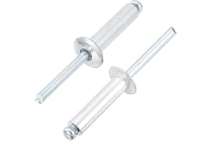 uxcell 25Pcs 1/4"x1" Aluminum Blind Rivets, Aluminum Grip and Steel Mandrel, Dome Head Long Split Rivets for Metal, Furniture