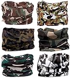 SmilerSmile 6pcs Assorted Seamless Outdoor Sport Bandanna Headwrap Scarf Wrap, 12 in 1 High Elastic Magic Headband & Collars Muffler Scarf Face Mask with UV Resistance