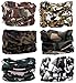 SmilerSmile 6pcs Assorted Seamless Outdoor Sport Bandanna Headwrap Scarf Wrap, 12 in 1 High Elastic Magic Headband & Collars Muffler Scarf Face Mask with UV Resistance, (Camo 5)
