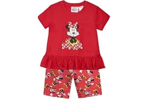 Disney Princess, Minnie Mouse, Lilo & Stitch, Aristocats Girls 2-Piece Ruffle Hem T-Shirt and Biker Shorts Set for Kids