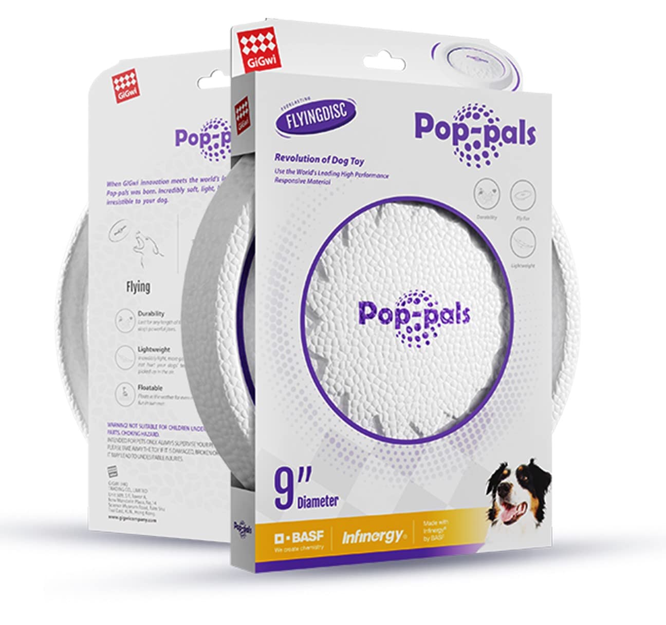 GiGwi Frisbee Dog Toy, Flying Disc, Throwing Ring, Disc, Pop Pals, Made of E-TPU (Infinergy), Extremely Elastic and Durable, Withstands Extreme Conditions, Ideal for Fetch