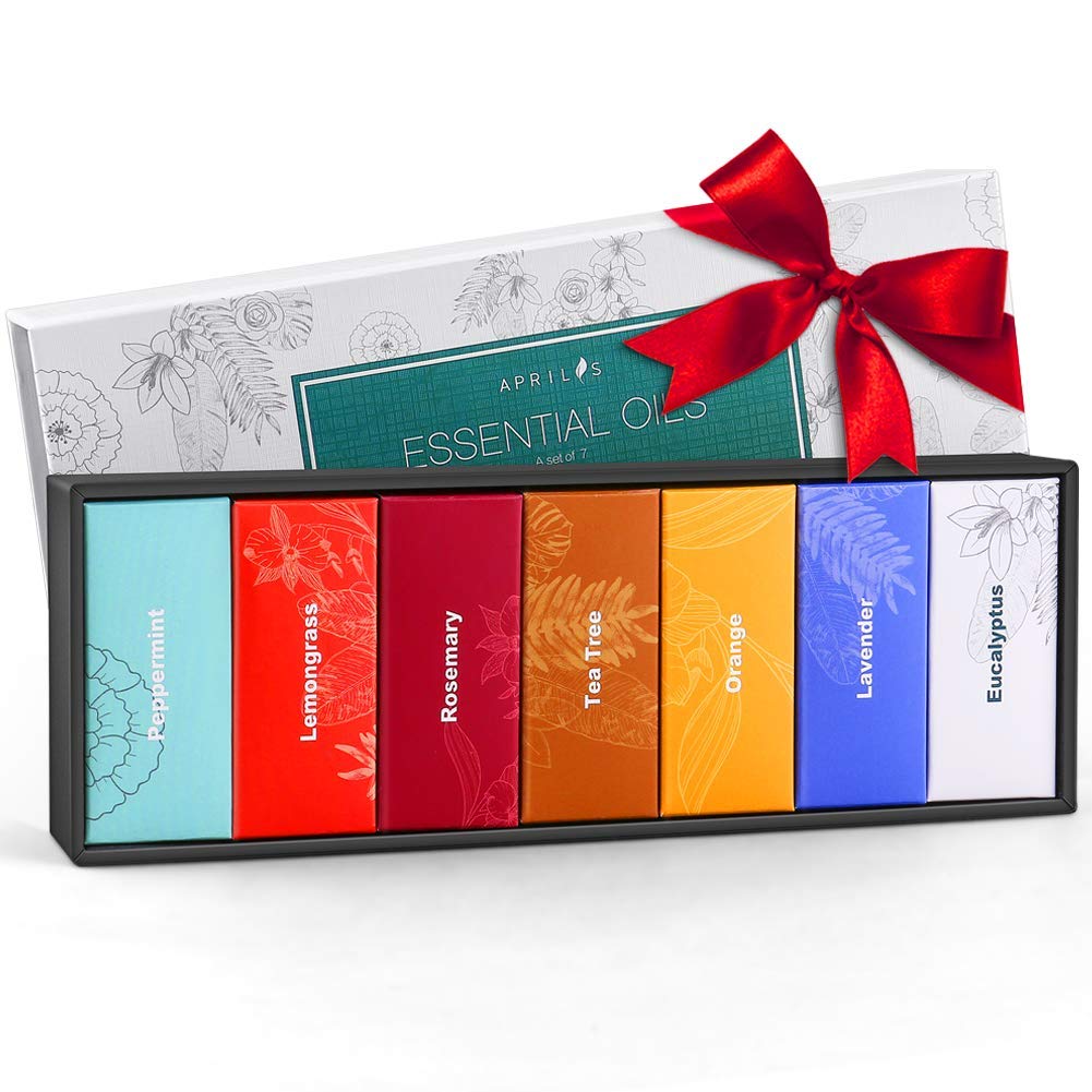 Aromatherapy Top 7 Essential Oils 100% Pure & Therapeutic-Grade, Essential Oil Set - Basic Sampler Gift Set & Kit (Rosemary, Lavender, Peppermint, Eucalyptus, Lemongrass, Orange, Tea Tree)