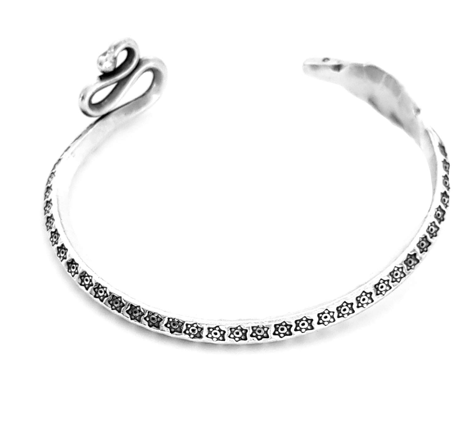 Treasure Bay Women Silver Bangle Bracelet Made from Solid 925 Sterling Silver Cobra Snake Details