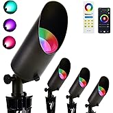 iYogaled RGB Low Voltage Landscape Lighting, IP65 Adjustable Aluminium Color Changing Landscape Lights with Remote, 12V Spot Lights Outdoor for Yard Garden Patio Lawn Decorative
