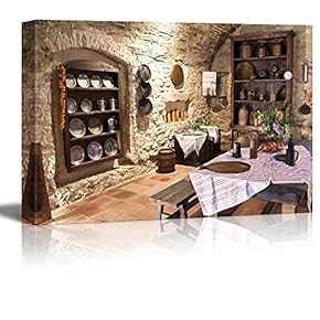 Canvas Prints Wall Art - Old Kitchen of Castle, Slovakia Vintage Style Interior Art | Modern Wall Decor/Home Art Stretched Gallery Canvas Wrap Giclee Print & Ready to Hang - 12" x 18"