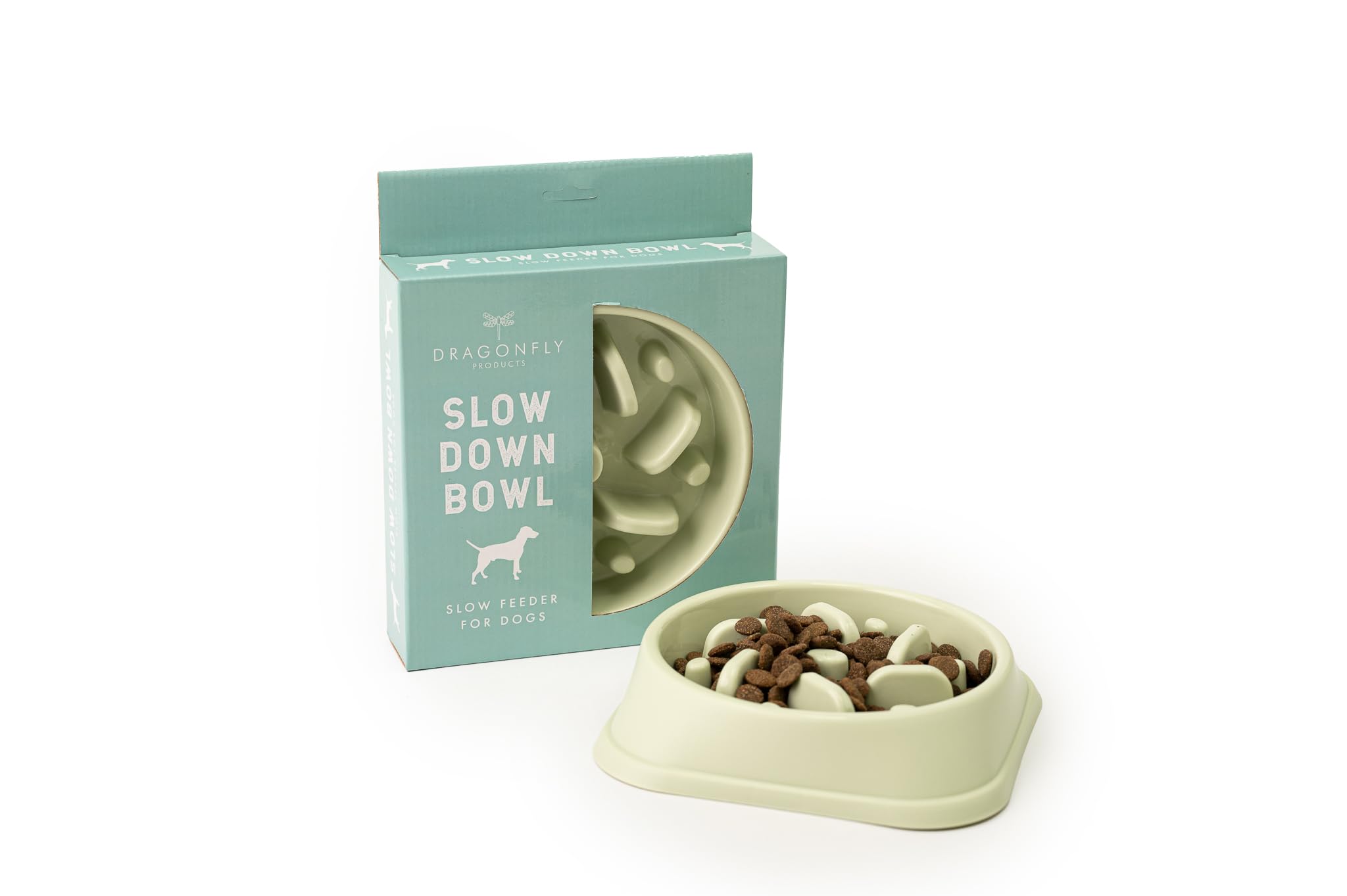 Dragonfly, Slow Down Slow Feeder Dog Bowl (Green)