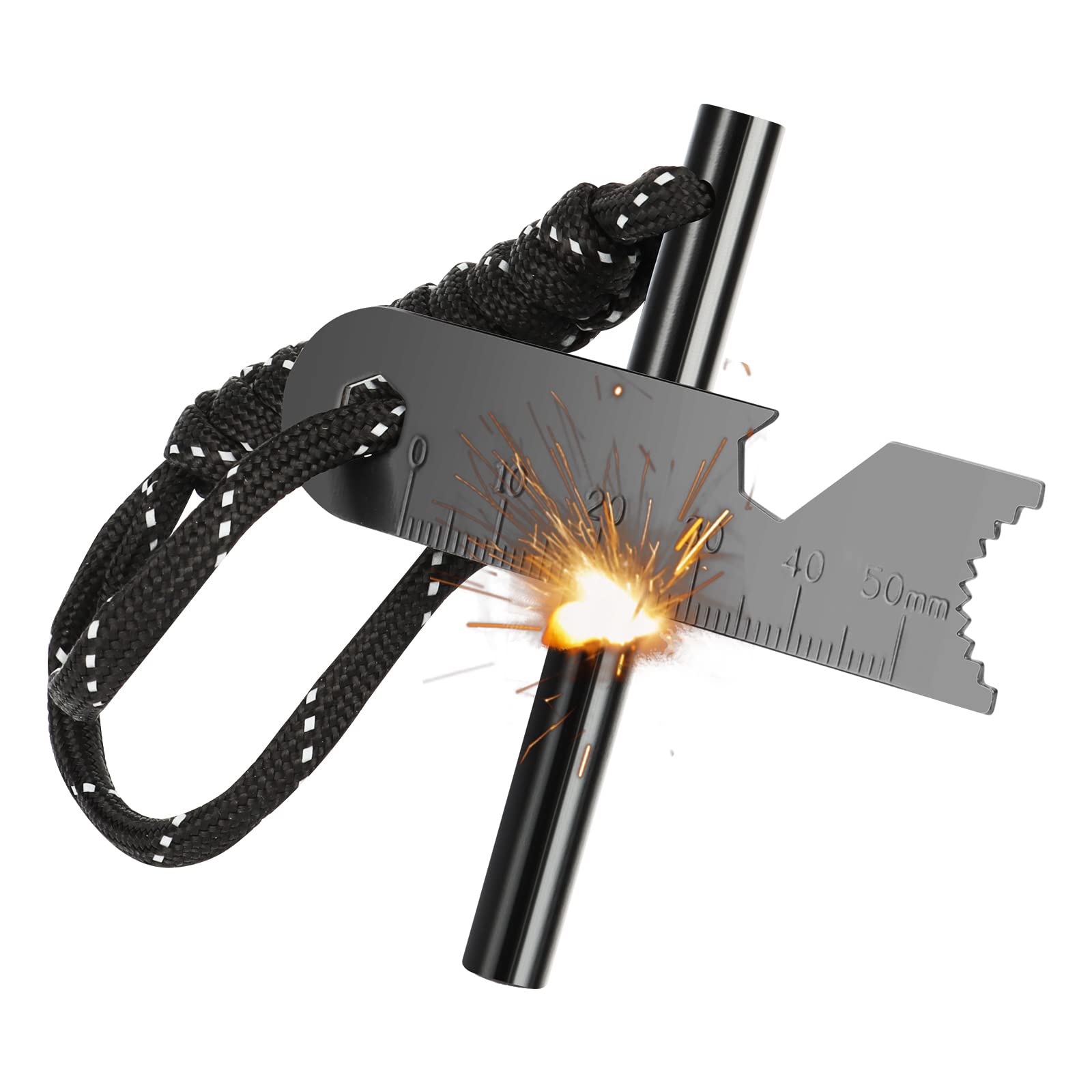UKOFEW Flint Set, Fire Starter, Outdoor Equipment for Fire Making, with Bottle Opener, Fire Starter for Outdoor, Survival, Bushcraft, Camping