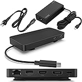 Lenovo USB-C Dual Display Travel Dock w/ 100W Power Adapter - 7 Ports, Integrated USB-C Cable, Universal Compatibility, Dual